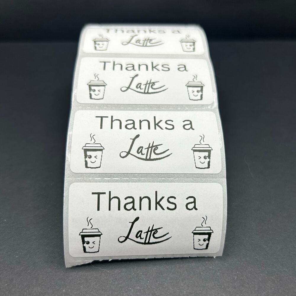 Set‎ of 100 Handmade "Thanks a Latte" Stickers